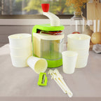 Manual spiral potato twister tool with green and white body