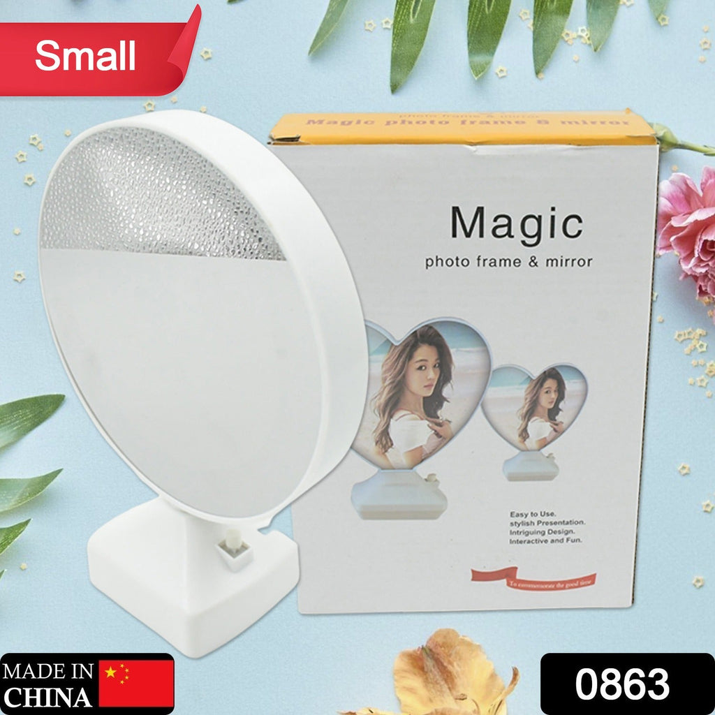 The 2-in-1 LED Mirror Photo Frame displaying a cherished photo with soft, ambient LED lighting.