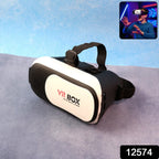 User wearing VR BOX Virtual Reality 3D Glasses Headset enjoying immersive smartphone VR gaming
