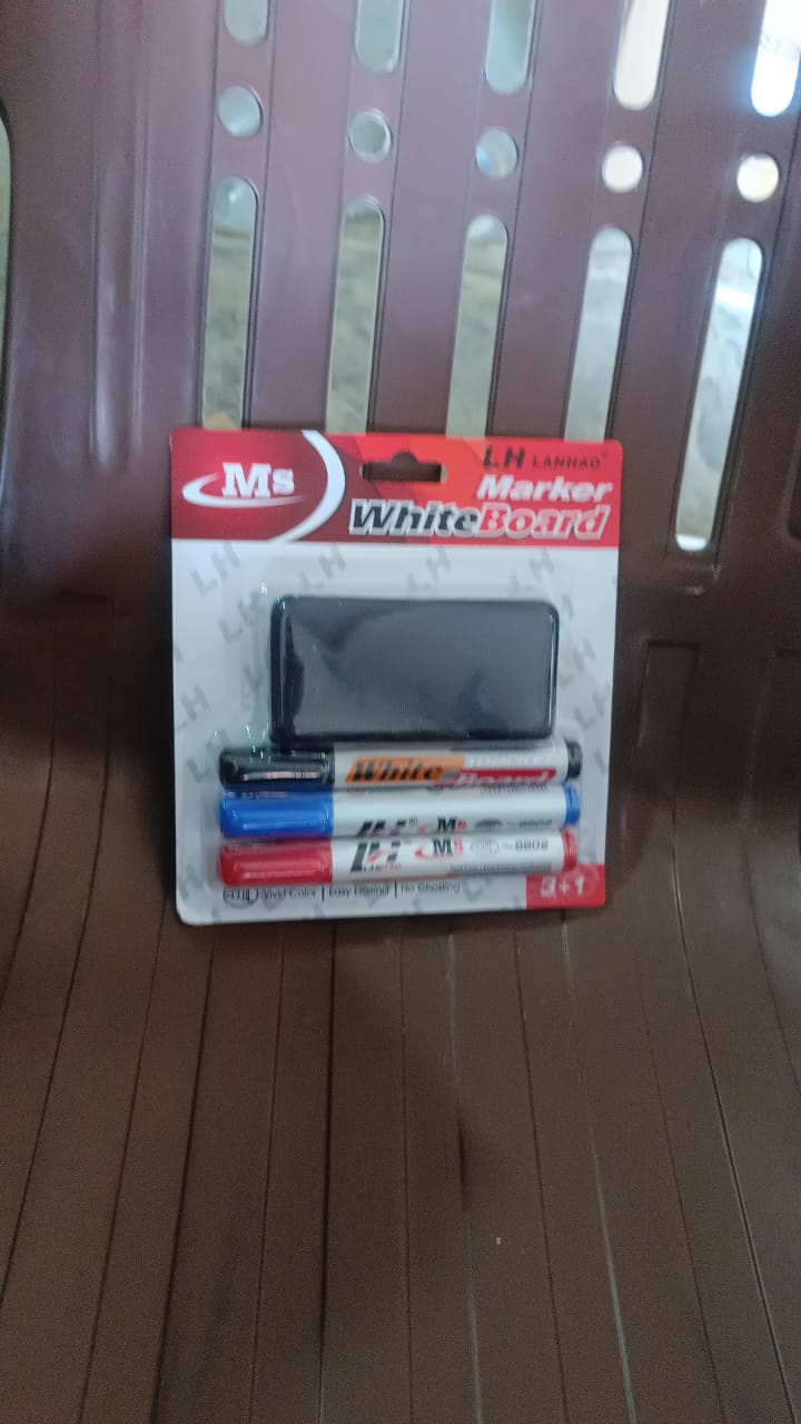 Pack of whiteboard markers for classroom and office use with duster