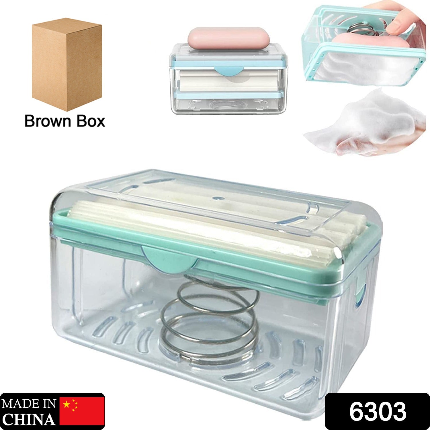 Transparent soap dish with soft rubber roller for easy lathering