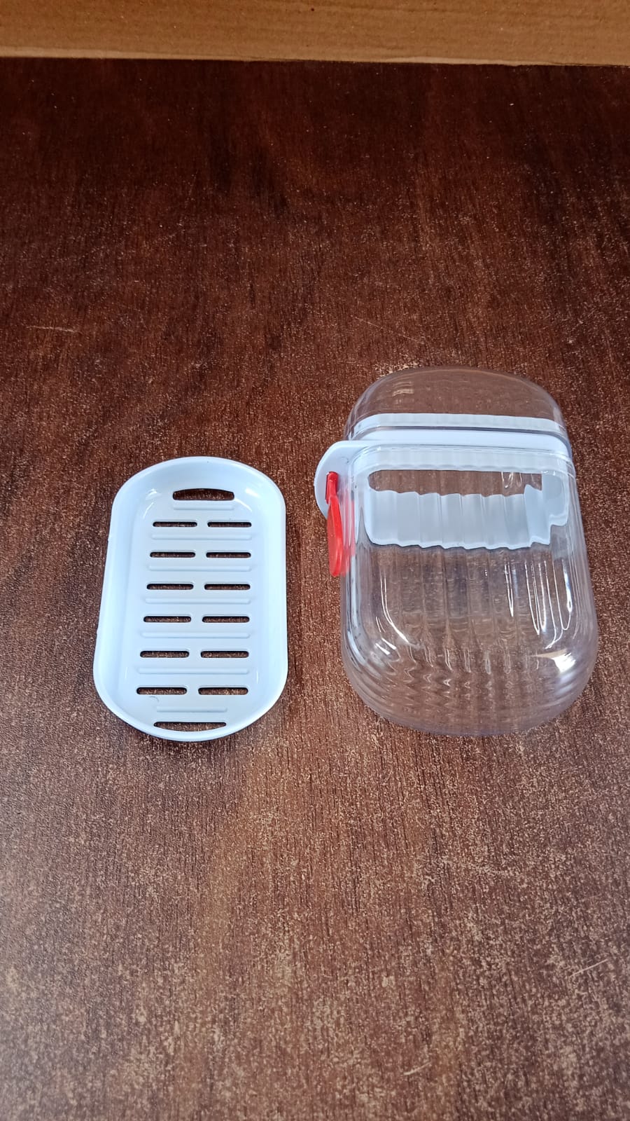 Soap box displayed on a counter showing its compact design