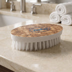 Close-up of the nylon bristles on the heavy-duty laundry cleaning brush.