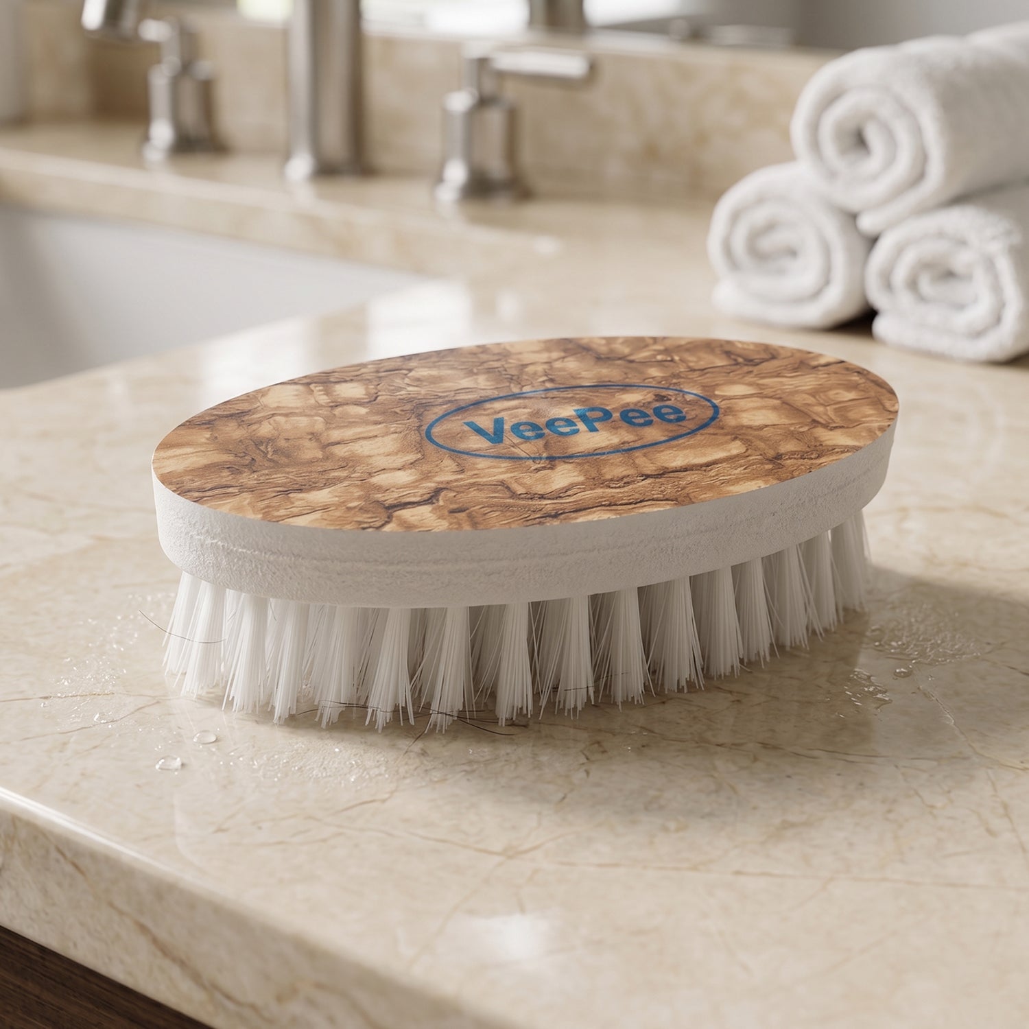 Close-up of the nylon bristles on the heavy-duty laundry cleaning brush.