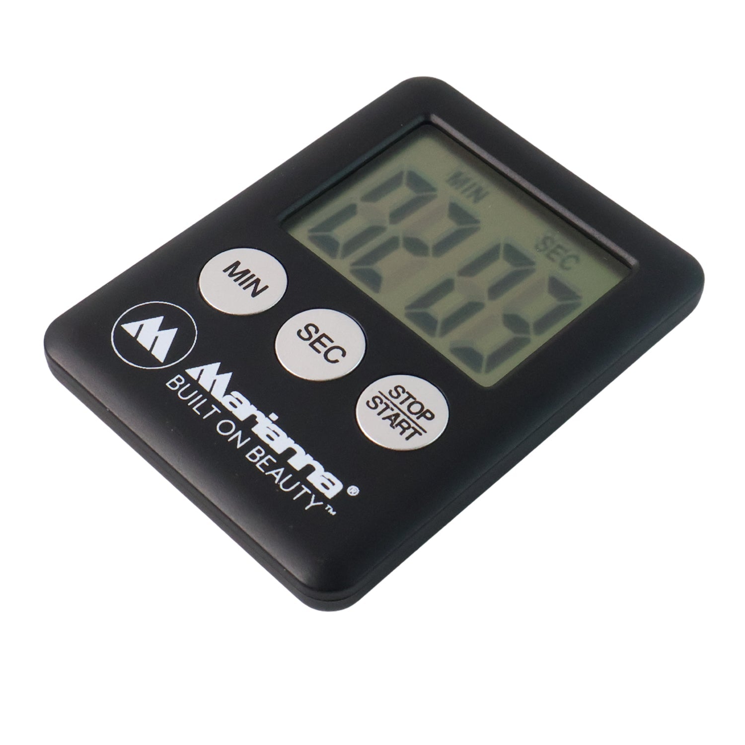 Magnetic countdown timer securely attached to a refrigerator door.