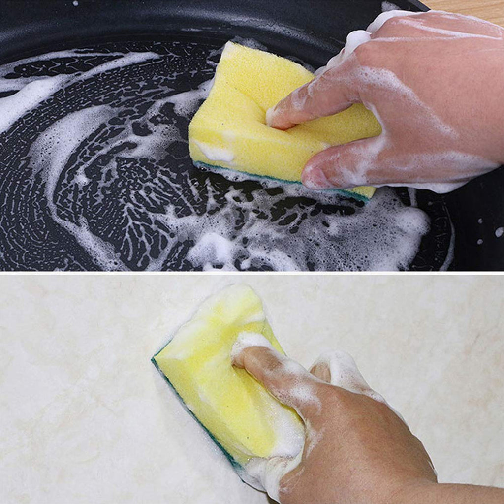Our 2-in-1 multi-purpose scrub sponge resting on a clean kitchen counter.