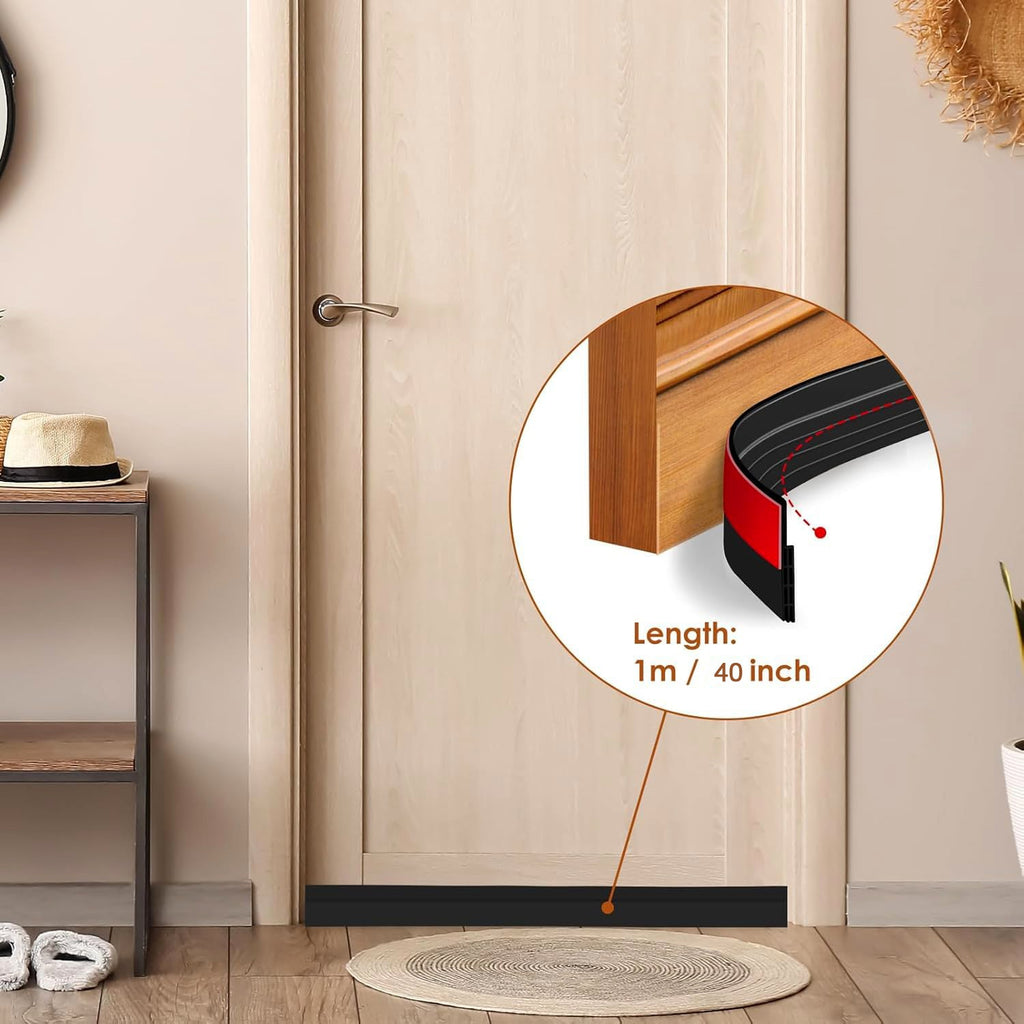 Alternative angle view of silicone door bottom seal strip in use