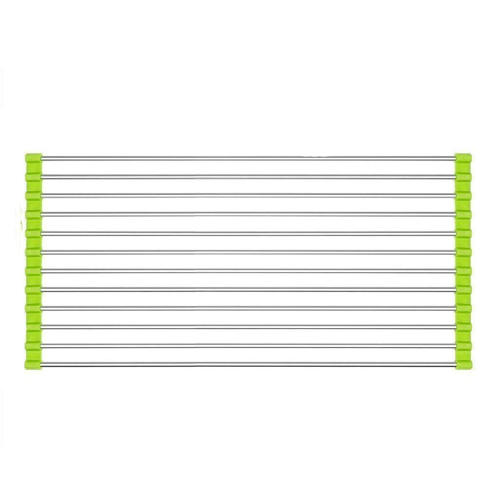 CookAura Roll-Up Dish Drying Rack for kitchen sink, showcasing its versatile design.