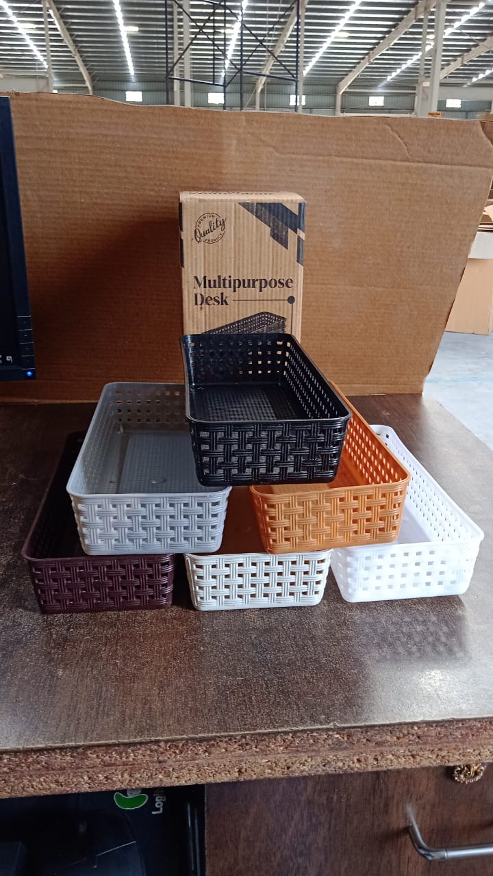 Lifestyle shot showing the desk organizer tray improving storage in a home setting.