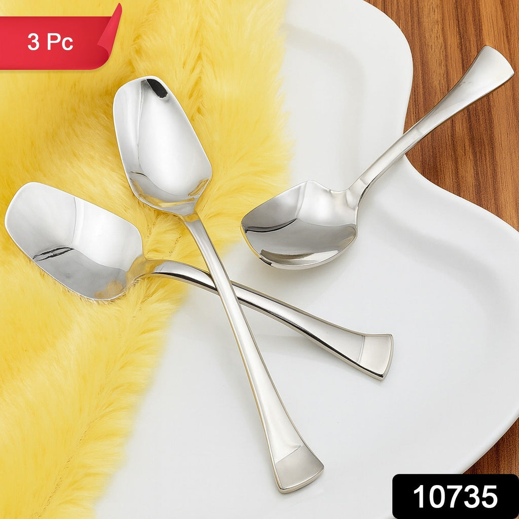 Single stainless steel ice cream spoon with deep bowl and smooth handle