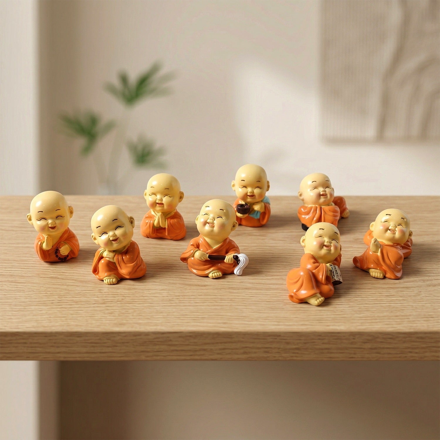 Mini Monk Buddha statue set for home, office, or car peaceful decor
