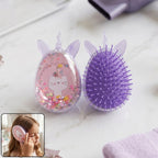 Colorful unicorn glitter hair brush suitable for children