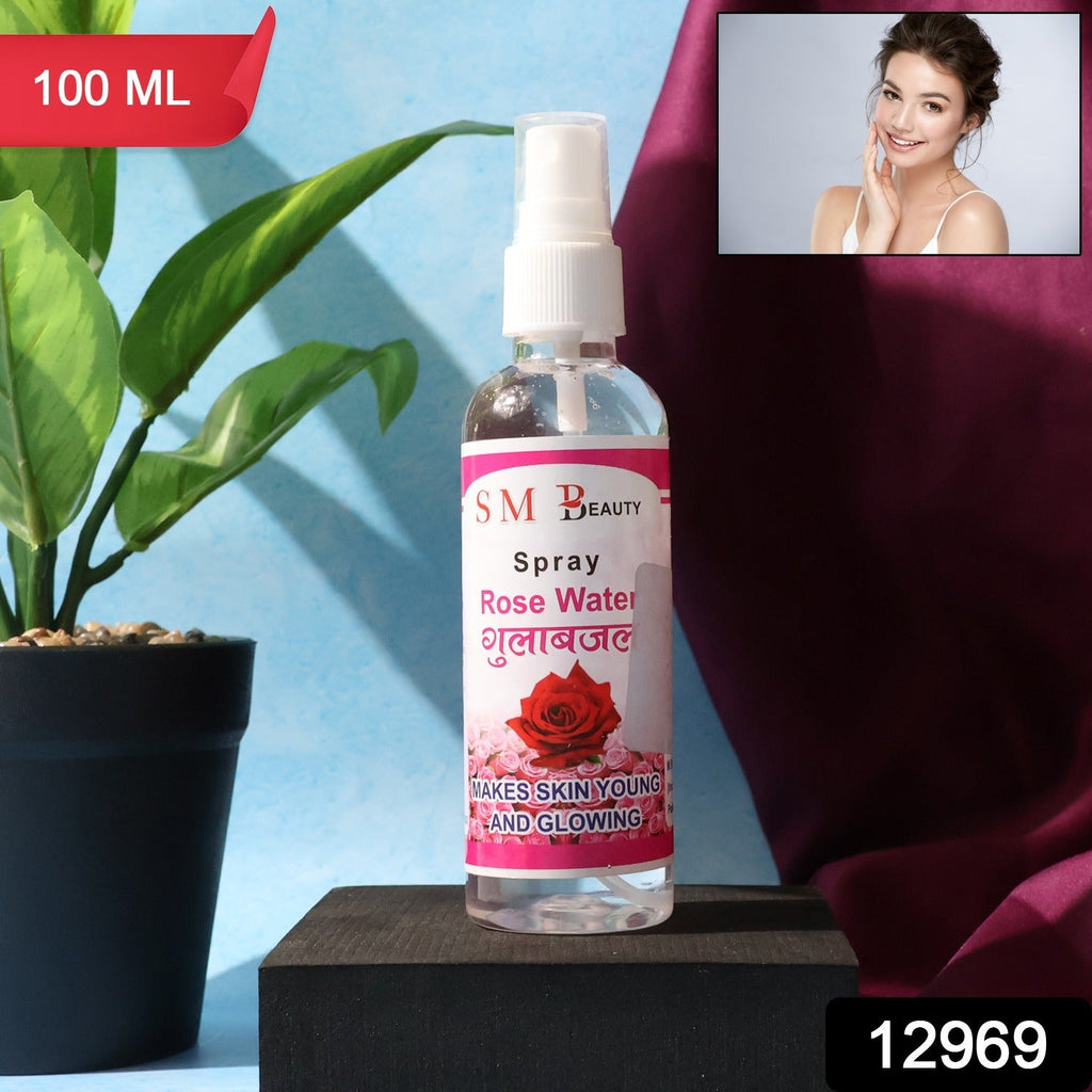 Close-up of rose water mist providing skin hydration and refreshing effect