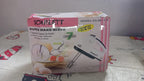 XcelCraft electric hand mixer with all attachments and product packaging.