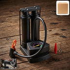 Top view of portable foot air pump with pressure gauge