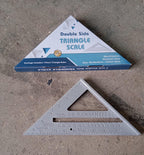 Packaging of the 45-degree triangle ruler, highlighting its robust construction and features.