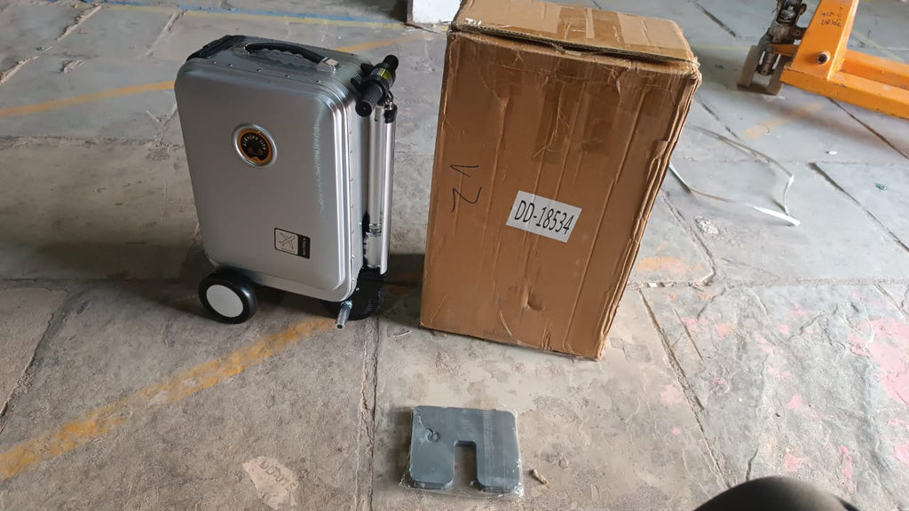 Alternative angle of the  Electric Scooter Suitcase, highlighting its sleek design.