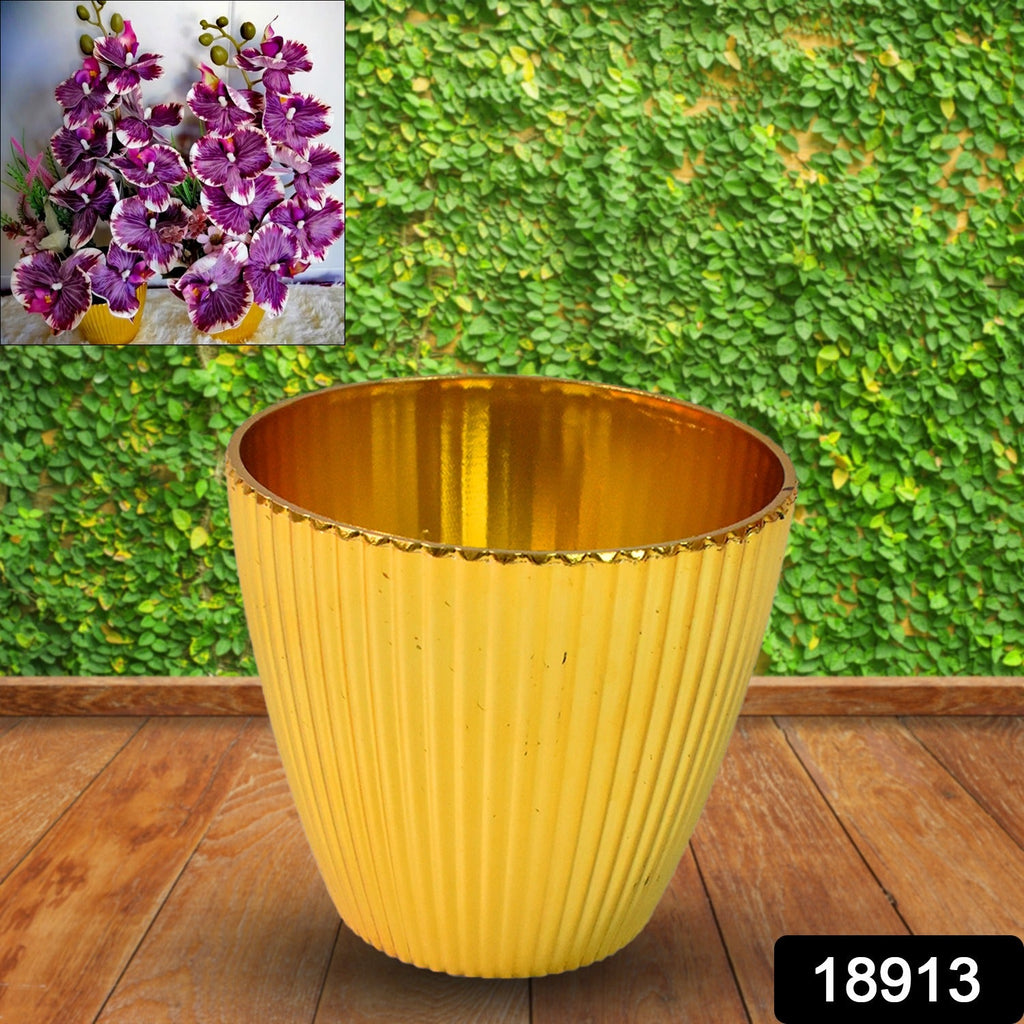Side angle view of Plastic Flower Valencia Pot showcasing planter design