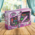 Girls using a hair beader machine kit to create colourful beaded hairstyles.