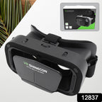Black 3D VR Box Headset compatible with iPhone and Android smartphones