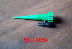 A single self-watering spike providing slow release moisture to a small plant.