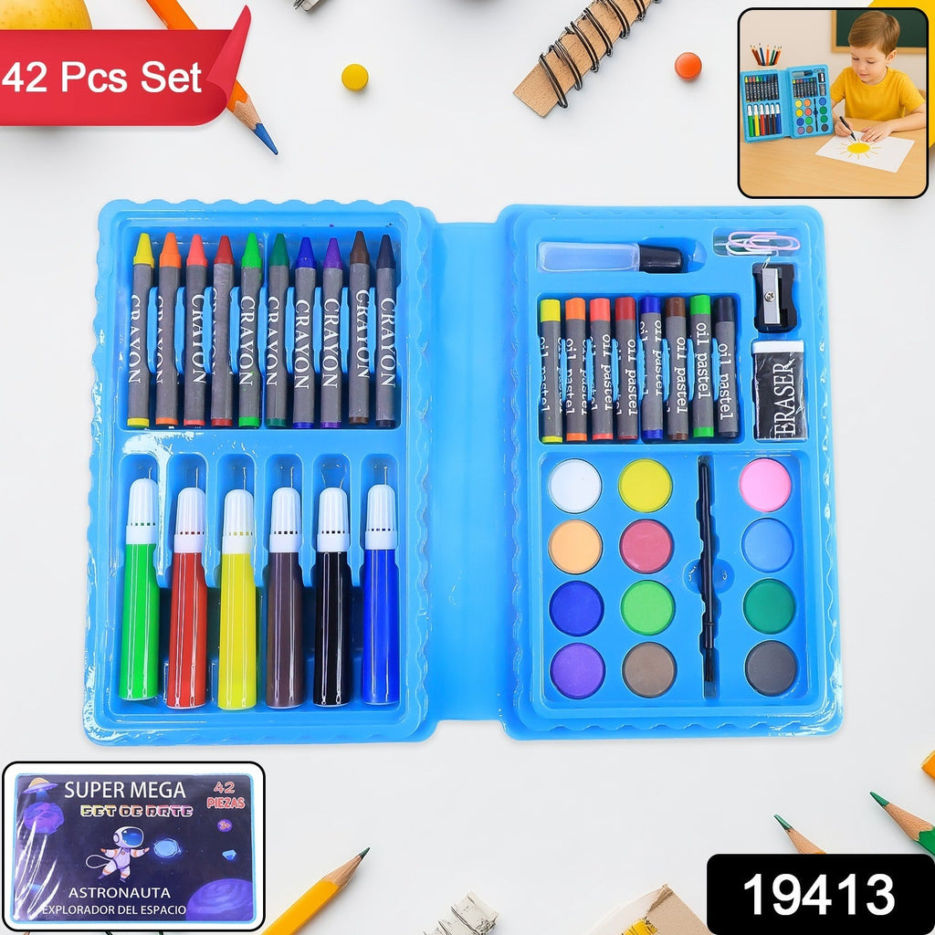 Multi-color crayons and oil pastels in kids art set for creative drawing