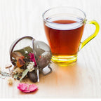The sleek design of the stainless steel tea filter, ideal for household kitchens.