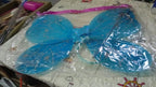 Detailed shot of the blue section of the fairy wings, showing glitter accents.