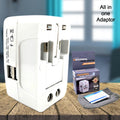 Poravar Universal Travel Adapter showing AU, UK, US, EU plug types.