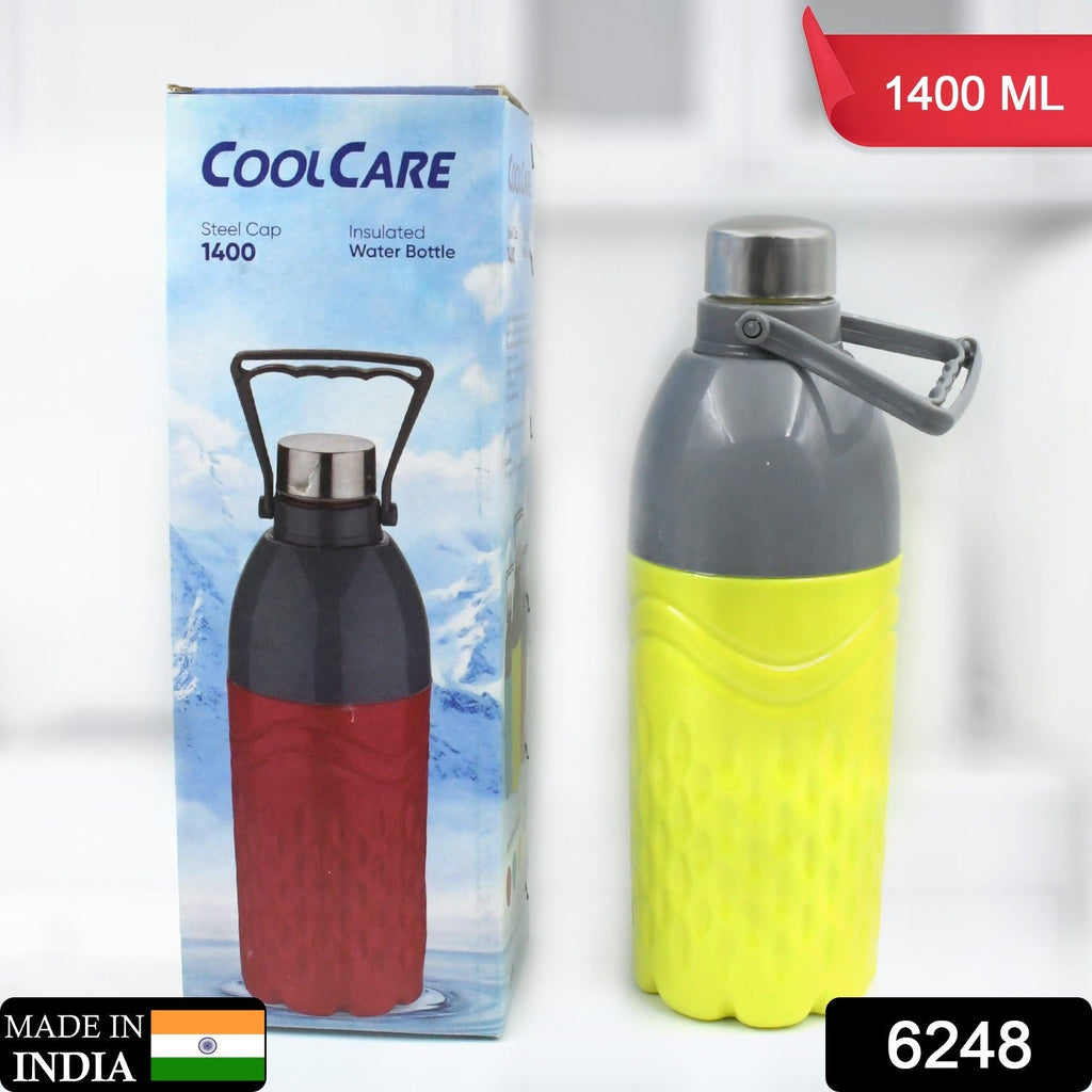 Ergonomic 1400ml insulated water bottle with handle, ideal for office, gym, and sports activities.