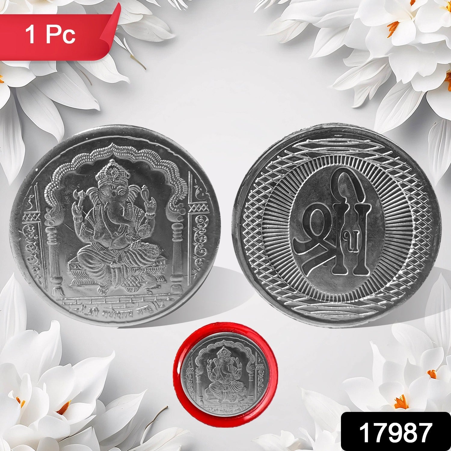 Decorative Ganesh Coin presented in a gift box, ideal for gifting.