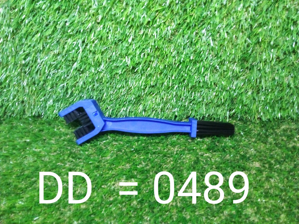 Motorbike chain cleaner tool displayed from various angles, showcasing its design.