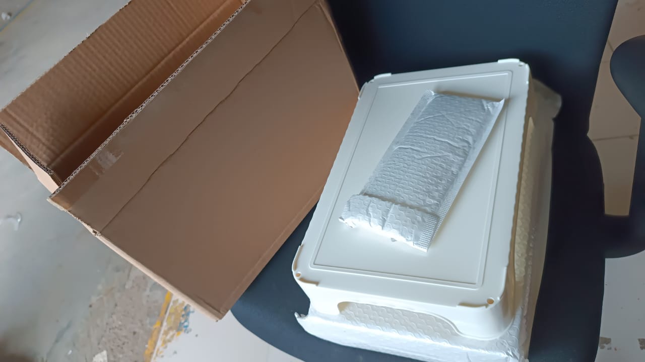 Sturdy boxed 3-tier organizer rack ready for delivery