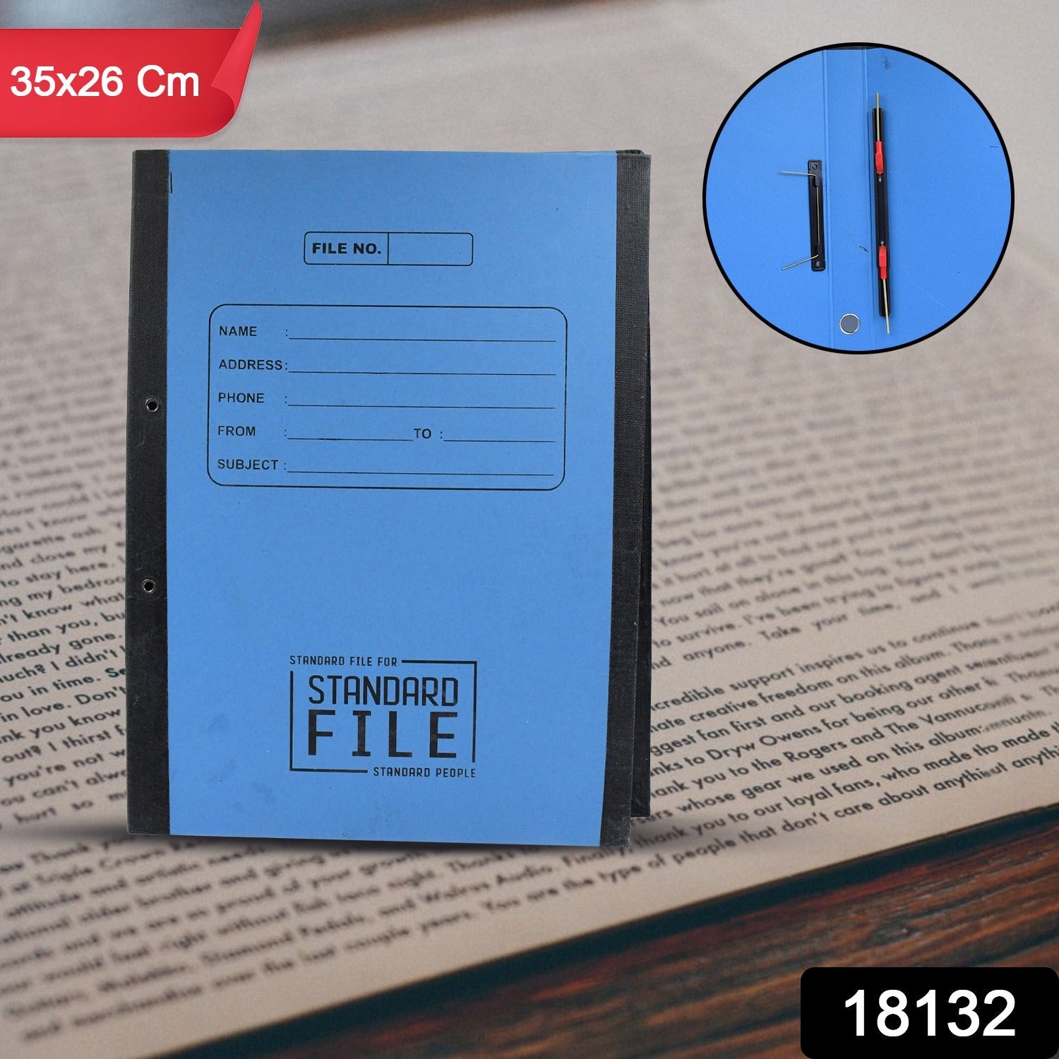 Filora A4 file folder with a spring mechanism for secure document storage.