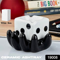 Ceramic ashtray with colourful retro groove design for smokers