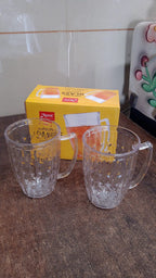 Brightly lit display of two acrylic Mocktail Mugs perfect for juices and lassi