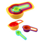 Assorted plastic measuring spoons in vibrant colors, ideal for precise baking and cooking.