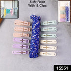 Close up of durable plastic clips on clothes drying rope