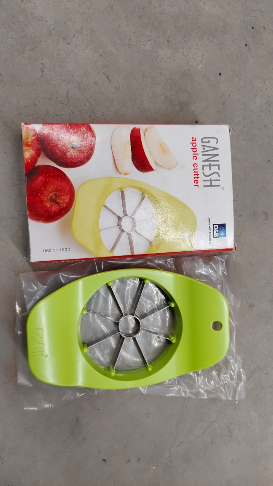 Ganesh Apple Cutter packaging, showcasing the product features.