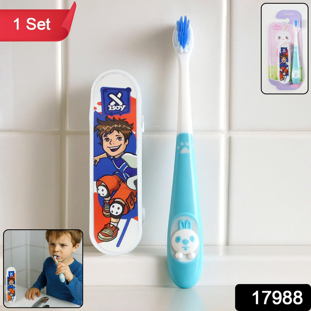 Close-up of soft bristle kids toothbrush for gentle dental care