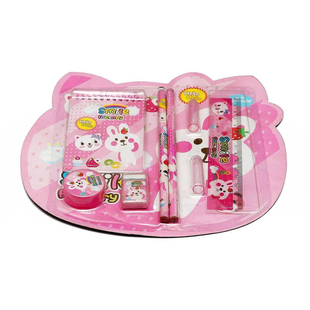 All components of the Kids Stationery Set laid out neatly, showcasing the complete school pack.