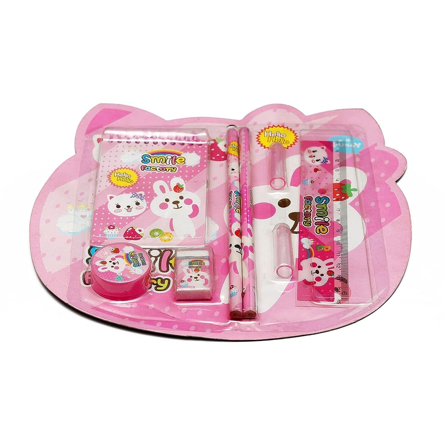 All components of the Kids Stationery Set laid out neatly, showcasing the complete school pack.