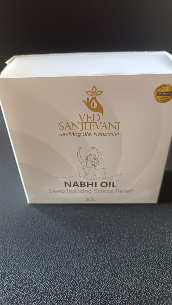 30ml glass bottle of Nabhi Oil for sleep and stress relief