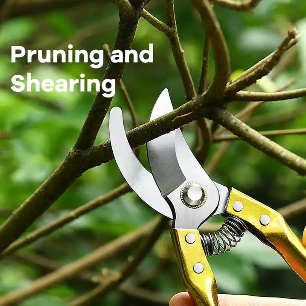 A gardener's hand holding the comfortable, non-slip grip of the Velvet Wipe secateurs.