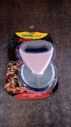 Stylish pink and brown ergonomic pizza cutter placed in kitchen setting