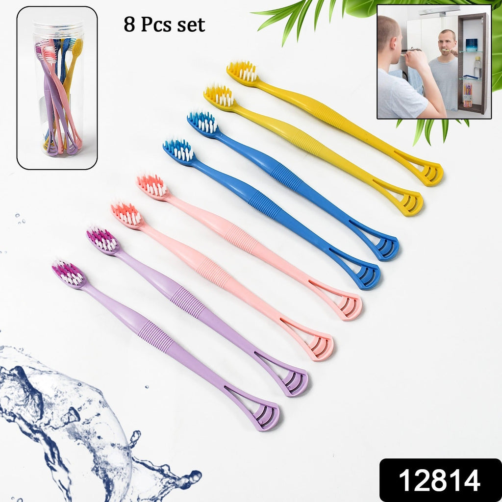 User holding a 2-in-1 Toothbrush Tongue Scraper, demonstrating its comfortable grip.