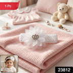 Elegant flower design baby headband with crown detail