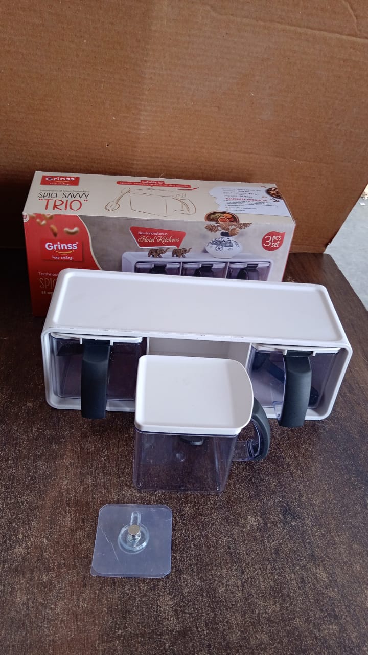 Grinss modular spice storage box set displayed in modern kitchen setting