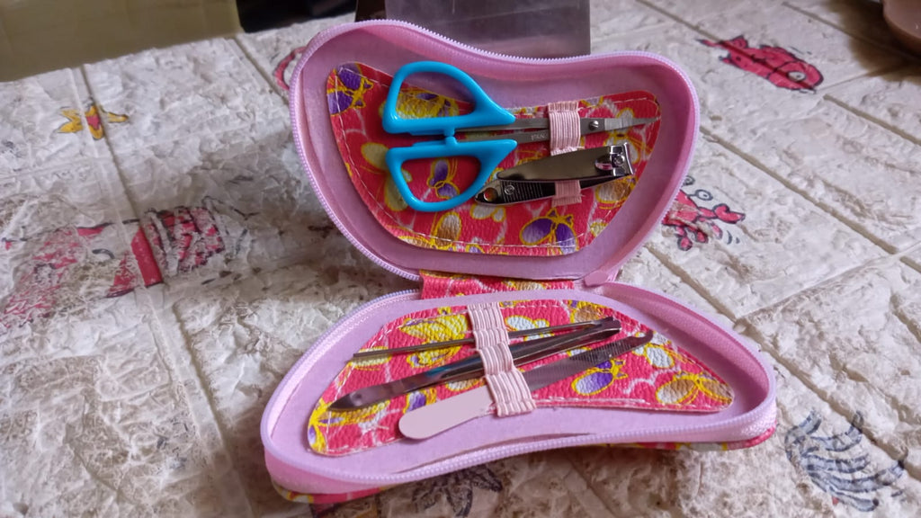 The entire professional manicure set with all grooming tools arranged for display.