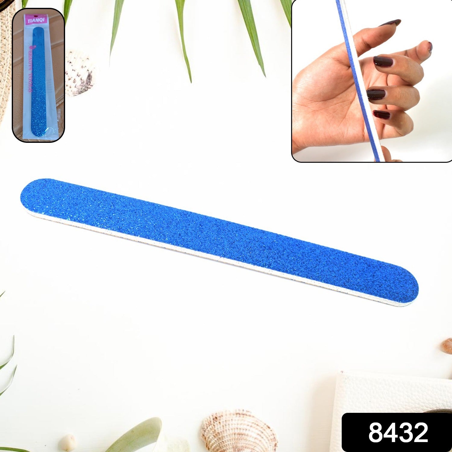 Close-up of double sided professional nail file edges for smooth nail shaping